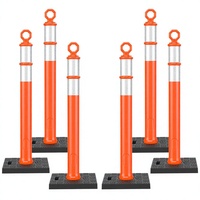 RoadHero Lot de 6 bases de cônes de signalisation routière orange de 42 pouces |   Poteaux de sécurité réfléchissants portables pour les parkings et les chantiers