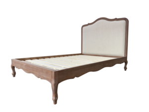 GB55-4-LF יוקרתי צרפתי סִגְנוֹן מסגרת עץ אפר מרופדת ראש מיטה מרופד מיטה זוגית מעץ מלא לריהוט חדר שינה - Product Image 3