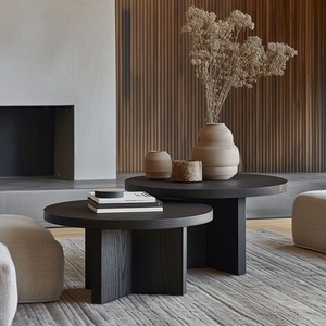 Mesa de centro redonda de diseño moderno de ceniza de lujo para sala de estar y comedor, mesa pequeña de estilo granja para uso doméstico - Product Image 4
