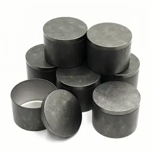 Wholesale Vintage Black Empty Round Tea Storage Box Airtight Metal Containers 8oz Candle Tin Can