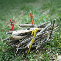 Piquets de tente en acier coloré, stables pour le camping, ancrage au sol avec crochet et corde pour le camping, parasol de plage extérieur