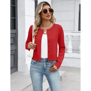 Cardigan court en tricot pour femme, à manches longues, boutonné, style boléro, décontracté, anti-boulochage, idéal pour les robes - Product Image 5