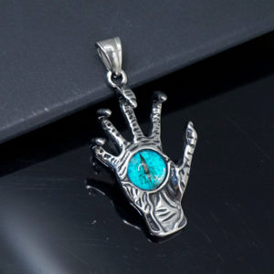 Bijoux gothiques pour femmes et hommes, acier inoxydable, amulette de la vérité de l'œil, crâne, pendentif œil de dragon bleu pour collier de fête - Product Image 4