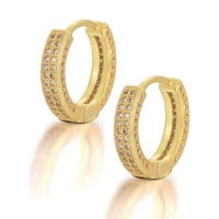Bijoux Hip Hop, plaqué or véritable, laiton avec zircon scintillant, boucles d'oreilles rondes pour femmes et hommes