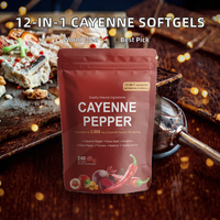 12 en 1 Capsules molles à base de plantes de piment de Cayenne, Vitamines D3 & K2, 240 unités, Complément pour adultes, Améliore la densité osseuse, Soutien immunitaire
