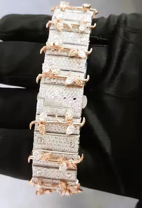 Montre mécanique à quartz en alliage carré de luxe pour homme avec diamants en moissanite, épaisseur de 5 mm, bracelet en acier inoxydable - Product Image 4