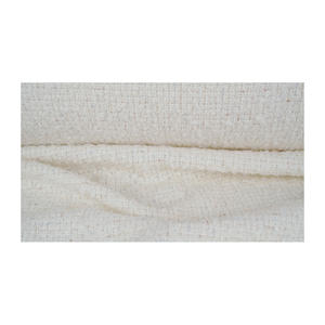 Tela Tweed de Primera Calidad Hecha en Corea, Cálida, Color Marfil, Textura Bouclé Plateada y Dorada, Textil Tejido Personalizado OEM y ODM - Product Image 3