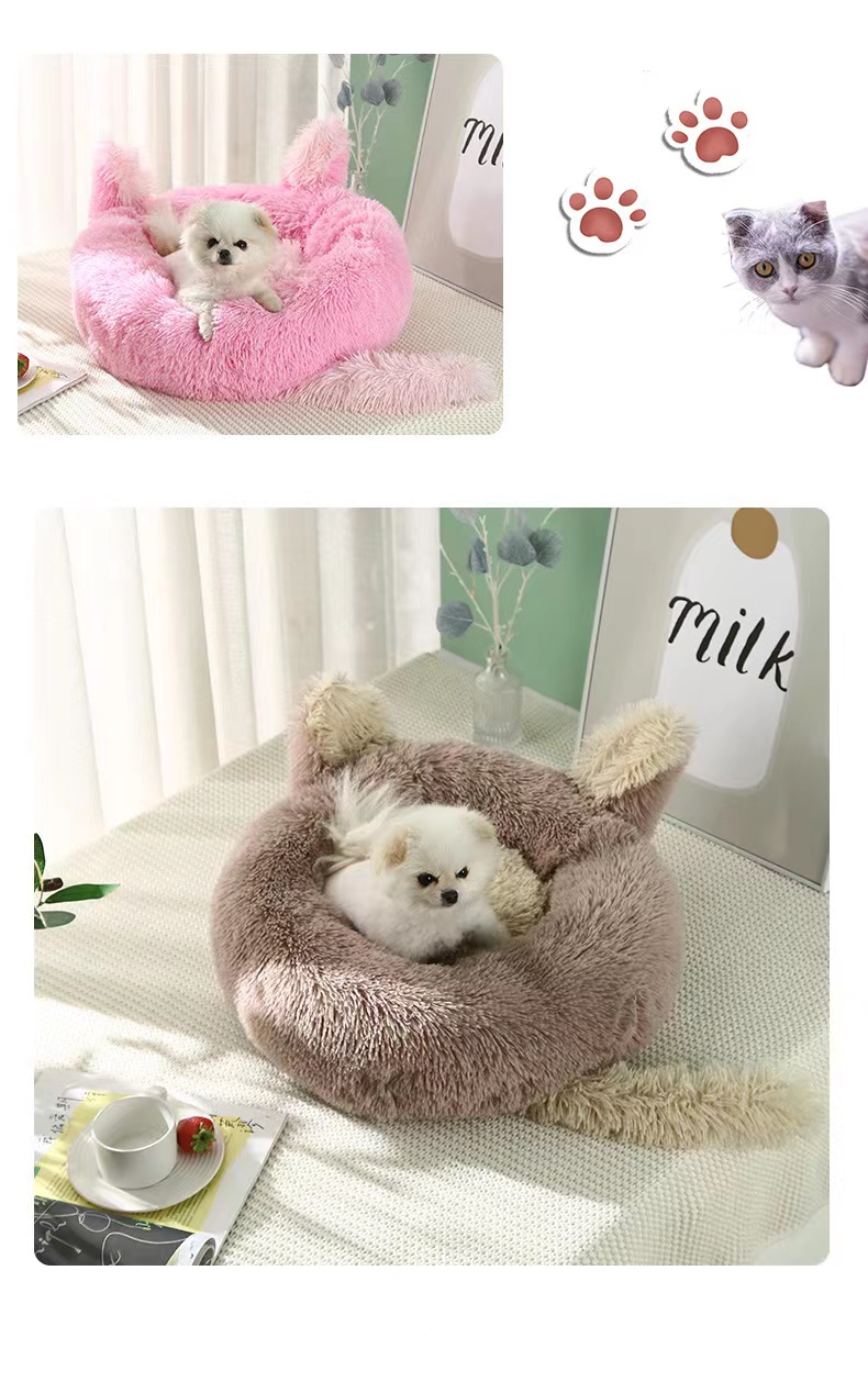 Cute Pretty Rabbit Ears Heating Winter Pet Calming Beds Sofa Wear Resisting
