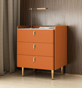 Table de Chevet Moderne de Luxe en Marbre et Bois Massif, avec 3 Tiroirs, en Cuir Blanc, Noir, Gris, pour <span class=keywords><strong>Chambre</strong></span> à Coucher, Meuble Flottant de Style Hôtelier - Product Image 6