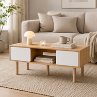 Table basse moderne avec compartiments de rangement, table de salon avec étagère ouverte, finition bois