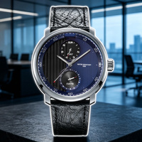 Montre-bracelet à quartz multifonction durable pour homme, boîtier en acier inoxydable, bracelet en cuir véritable, montre de sport et d'affaires pour homme