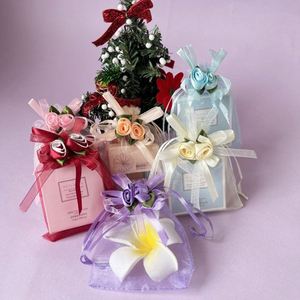 Sacs cadeaux en organza rose 10x12cm, pochettes pour cadeaux de mariage, pochettes à bijoux avec cordon de serrage pour fête, mariage, Noël, Saint-Valentin - Product Image 1