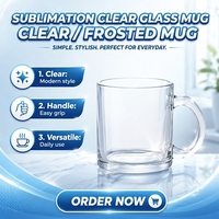Mug à café en verre givré avec revêtement par sublimation OEM moderne, 11 oz, réutilisable, portable, logo personnalisé, cadeau