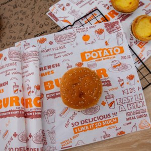 Papier d'emballage alimentaire biodégradable et résistant à la graisse, avec logo personnalisé, pour hamburgers, sandwichs et gâteaux, qualité alimentaire, anti-graisse - Product Image 4