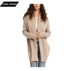 Tong Sheng Oversize Relaxed Generous Dropped Shoulders Side Pockets Open Front 100% pure Cashmere Sweaters