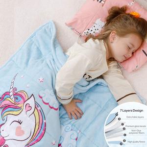 Superventas Impresión personalizada Sensorial 5 libras Cuentas de vidrio Niños Algodón Manta ponderada Terapia acolchada para viajes en casa Hospital para - Product Image 2