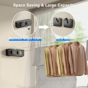 Sèche-<span class=keywords><strong>linge</strong></span> mural double en acier inoxydable rétractable, flexible, écologique, intérieur, anti-affaissement, extérieur, robuste - Product Image 2