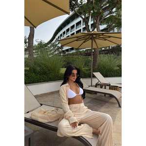 เสื้อท็อปวิสโคสทรงหลวมสไตล์สตรีทคลับคุณภาพสูง ลายสก็อต แบรนด์ Wilma Beige เหมาะสำหรับใส่ในชีวิตประจำวันช่วงฤดูร้อน - Product Image 3