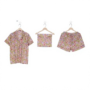 Digital Printing Soft Elegant Cotton Short Pajama <b>Set</b> Women Summer Breathable Quick Dry Floral Sleepwear Indian Style Art&Art - Product Image 1