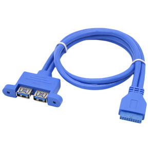 สายต่อขยาย USB 3.0 แบบ 20 พิน ต่อเข้ากับพอร์ต USB ตัวเมียแบบคู่ พร้อมหูยึดตัวเครื่อง สายต่อขยาย USB 3.0 ทองแดง สีฟ้า - Product Image 3
