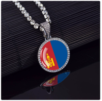 Kalung Bendera Sudan Custom Grosir Berhiaskan Berlian Penuh, Souvenir Aksesoris Fashionable, Kalung Alloy untuk Pria Wanita