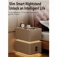 Table de chevet intelligente avec lumière à capteur, minimaliste, écologique, durable, 2 tiroirs de rangement, meuble de nuit, charge sans fil