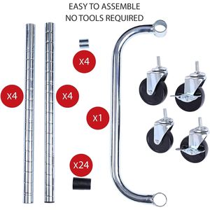 "34.5 X 18 X 40 In. 600 Lbs. Capacity 3-Shelf <b>Wire</b> Cart with Liners-Silver-Alera ALESW333018SR-Caster Wheels" - Product Image 6
