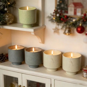Bougies parfumées en pot en céramique mouchetée, bougies aromatiques en cire de soja naturelle, décoration de Noël pour la maison, cadeau style ferme, moucheté - Product Image 6