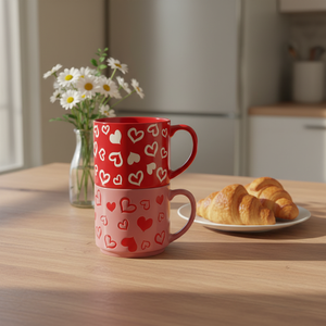 Tasses à café en céramique au design Saint-Valentin, grande capacité, sérigraphiées, en porcelaine, cadeaux d'affaires pour couple, réutilisables, sans danger pour les aliments - Product Image 4