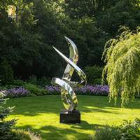 Sculpture d'art moderne abstraite en acier inoxydable de grande taille RELONG, statue en métal personnalisable pour l'extérieur, villa, jardin