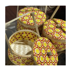 Panier en bambou tissé avec couvercle et jolis motifs pour le rangement des gâteaux-Boîte en bambou pour la vente en gros à la mi-automne - Product Image 4