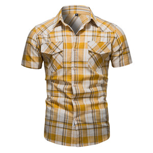Nuova <span class=keywords><strong>Camicia</strong></span> Casual da Uomo Personalizzata <span class=keywords><strong>a</strong></span> <span class=keywords><strong>Quadri</strong></span> con <span class=keywords><strong>Maniche</strong></span> <span class=keywords><strong>Corte</strong></span> Traspirante - Product Image 3