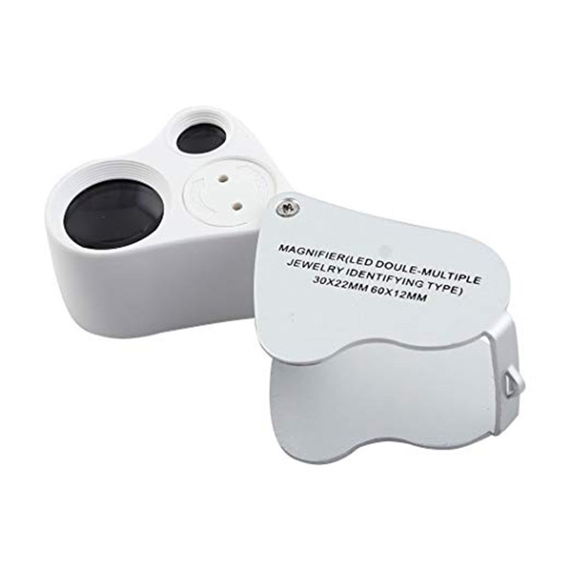 Pocket Microscopio Gioiello Lente Di Ingrandimento Di Vetro LED Luce UV, 60x Ingrandimento, Include Custodia In Pelle PU, Alimentato A LED Con 2 Luci - Foto 2