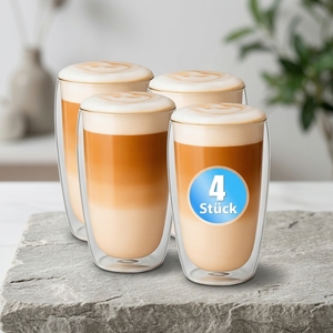 Ensemble de 4 verres à <span class=keywords><strong>latte</strong></span> et <span class=keywords><strong>macchiato</strong></span> à <span class=keywords><strong>double</strong></span> <span class=keywords><strong>paroi</strong></span> JY, 350 ml, verre borosilicate, design moderne, compatibles micro-ondes et lave-vaisselle - Product Image 2