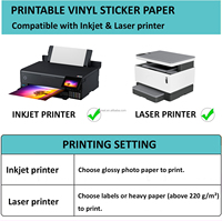 Vinilo imprimible PP PET PVC impermeable autoadhesivo brillante mate calcomanía hoja de papel para impresora láser de inyección de tinta plotter de corte