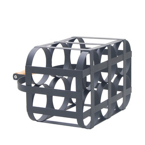 Đen chai nước giải khát 4 chai rượu vang Caddy dây kim loại chủ tàu sân bay Caddy với tay cầm bằng gỗ cho phòng tập thể dục chai nước - Product Image 4