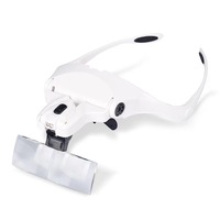 LED Head Magnifier Hands Free Headband Magnifying Glasses Lenses with Led Lights Jeweler's Loupe Light Headband Tattoo Glass