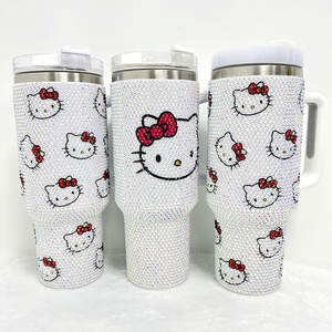 Bouteille d'eau thermique personnalisée de haute qualité avec strass, motif dessin animé, avec poignée et couvercle – Vente en gros usine - Product Image 6