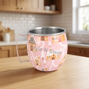 Vaso Térmico de Acero Inoxidable con Asa, Diseño de Casa de Dibujos Animados, para Viajes - Product Image 2