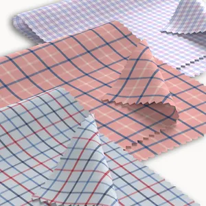 40 \ 40D Coton Spandex Tissu stretch à carreaux facile d'entretien Tissu à carreaux en popeline teint en fil pour chemises