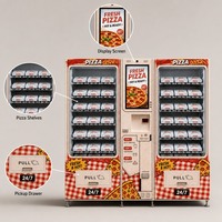 Distributeur automatique de pizzas en boîte à température constante avec écran tactile et paiement sans espèces