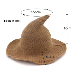 Regalo de decoración de Halloween rosa para niños y adultos, sombrero de bruja puntiagudo de lana, disfraz de bruja de Halloween rosa para <span class=keywords><strong>niñas</strong></span> - Product Image 6