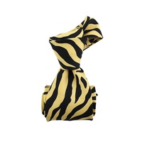 Cravate pour homme à motif imprimé personnalisé, unique et magnifique, noir et jaune, 100 % polyester, faite à la main, cravate d'affaires fantaisie imprimée de Shengzhou
