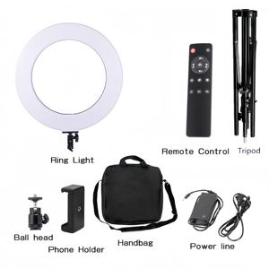 60W Soft LED <span class=keywords><strong>Ring</strong></span> <span class=keywords><strong>Light</strong></span> 18-Inch Large Selfie Lamp Tripod Remote Carry Bag pour Phone Lash Beauty Tattoo-Durable Plastic Material - Product Image 5