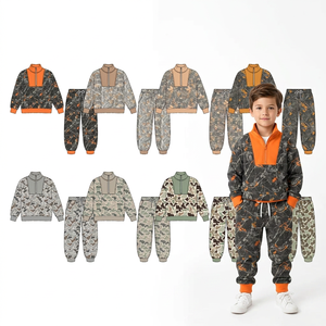 ชุดเซ็ตเสื้อฮู้ดซิปครึ่งตัวลายพรางสำหรับเด็กผู้ชาย สไตล์ลำลองสำหรับใส่ล่าสัตว์ ชุดลำลองสำหรับฤดูใบไม้ร่วง - Product Image 1