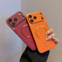 Étui de téléphone simple et fin en cuir PU tendance pour iPhone Air 13 14 15 16 17Pro Max, coque de protection magnétique antichoc avec charge sans fil