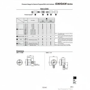 SMC Pneumatics Manómetro de presión manual de servicio de cumplimiento - Product Image 1