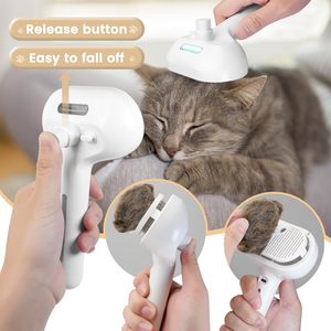 Cat Steam Steamy <b>Pet</b> <b>Brush</b> with Release Button and Tank, Steamy <b>Brush</b> Rechargeable Steam Cat <b>Brush</b> for Furry <b>Pet</b> - Product Image 5
