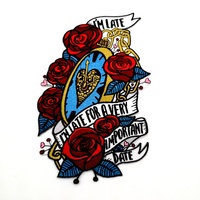 Patch brodé décoratif en 3D avec motif floral pour sacs et vêtements