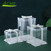 Haute boîte à gâteau en plastique transparente pour mariage populaire pâtisserie cadeau boulangerie gâteau affichage boîtes de papier